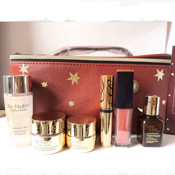 Estee Lauder Other - Estee Lauder Re-Nutriv Eye Lotion Cream, 7 pc Set with Horoscope Bag Train Case
